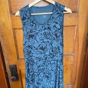 Latched Mama Drawstring Nursing Tank Dress, Blue Floral, Large